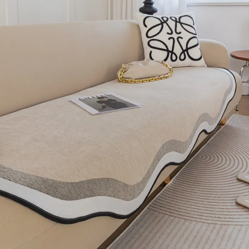 Solid Color Chenille Anti-cat Scratch Sofa Cover Non-slip Universal Sofa Towel Floor Mat Pet Dog Kids Mat Protector Mat