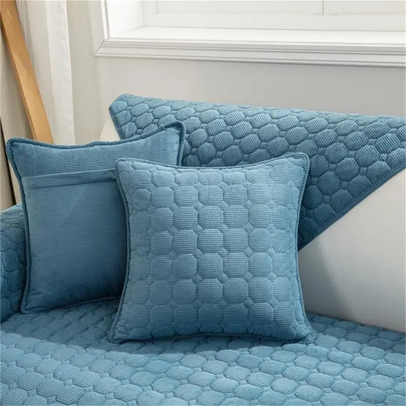 European Super Soft Plush Sofa Towel Cover Solid Color Thicken Quilted Sofa Cover Non-slip Couch Cover for Living Room Decor