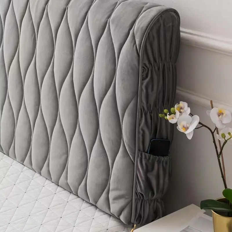 Luxury Velvet Thicken Quilted Headboard Cover Short Plush All-inclusive Bed Head Cover Double Side Quilting Bedside Cover