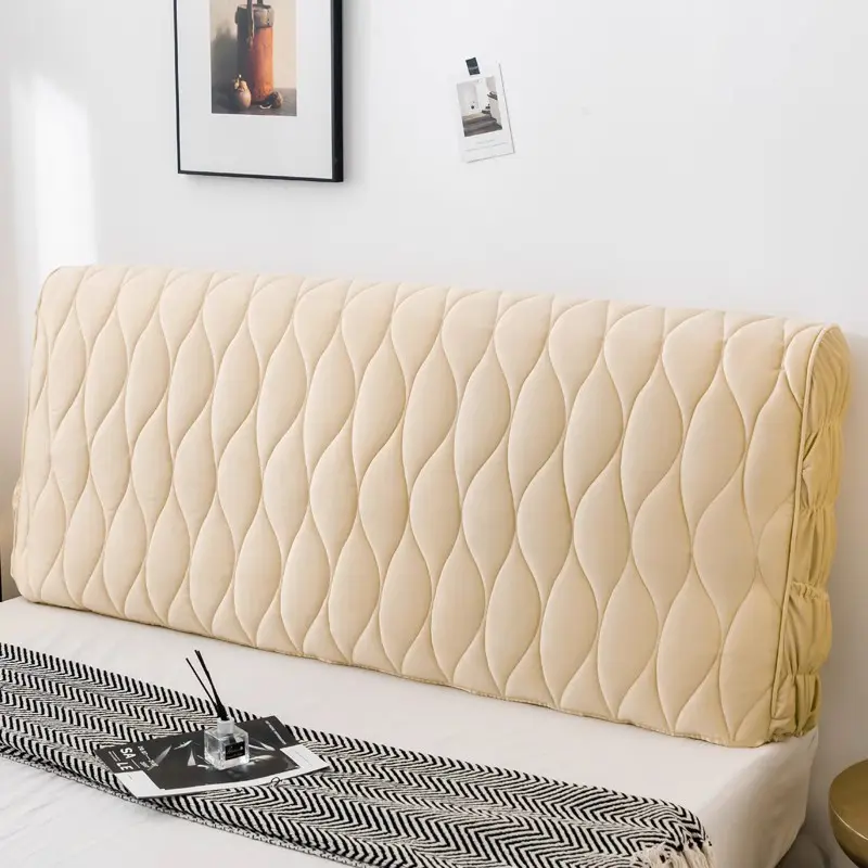 Luxury Velvet Thicken Quilted Headboard Cover Short Plush All-inclusive Bed Head Cover Double Side Quilting Bedside Cover