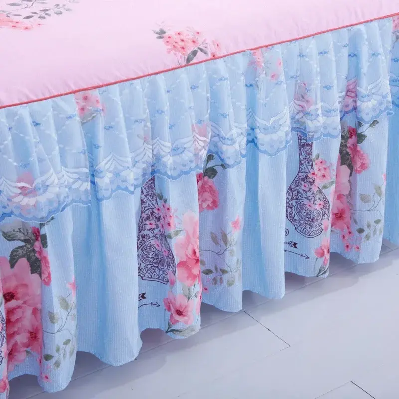 3pcs Set New Sanding Lace Bedspread Fashion Queen Bed Skirt Thickened Two-Layer Single Double Bed Dust Ruffle  Bed Cover