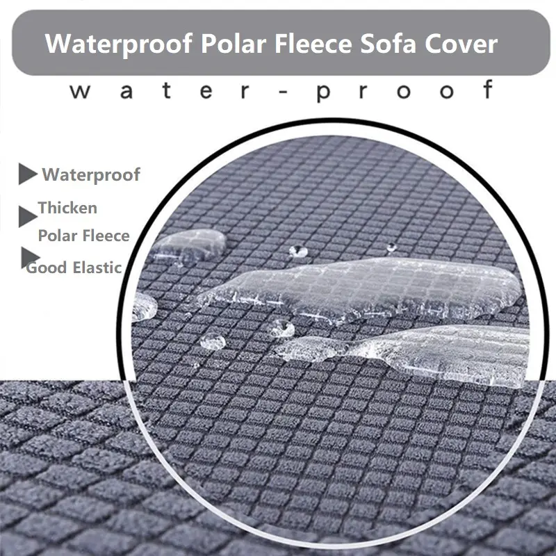 Gray Color Waterproof Sofa Cover Thicken Polar Fleece All-inclusive Slipcover L Shape Sectional Sofa Covers for Living Room
