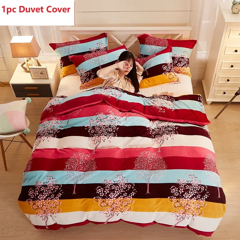 Winter Thicken Warm Short Plush Duvet Cover King Double Queen Size Double-side Coral Fleece Quilt Cover Not Including Pillowcase