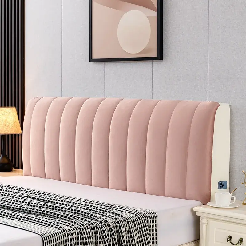 Thicken Velvet Plush Quilted Headboard Cover Soft Skin-friendly Elastic Bed Head Cover Dustproof Headboard Protector Cover