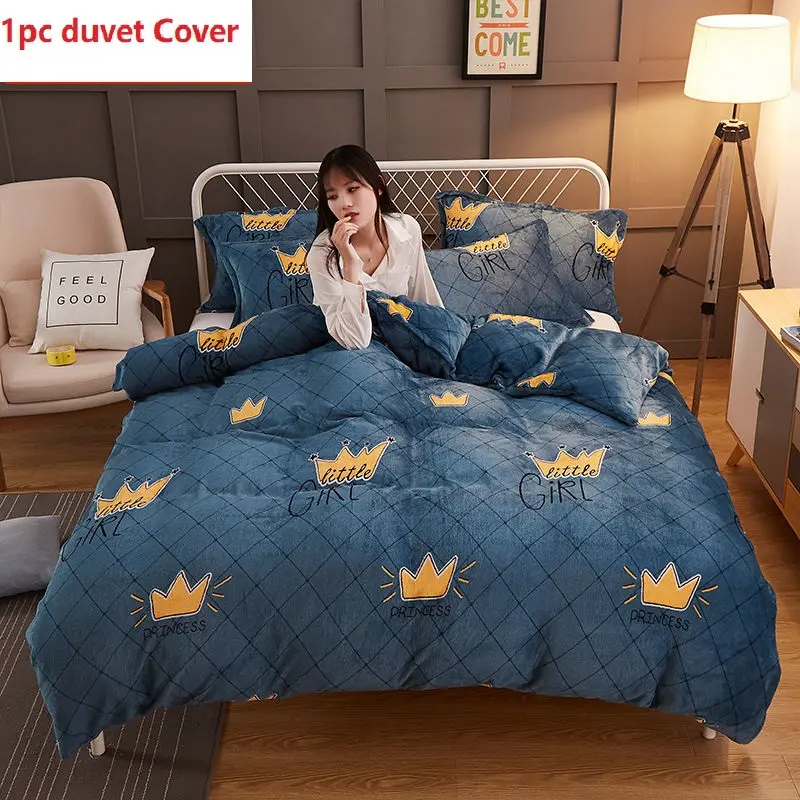 Winter Thicken Warm Short Plush Duvet Cover King Double Queen Size Double-side Coral Fleece Quilt Cover Not Including Pillowcase