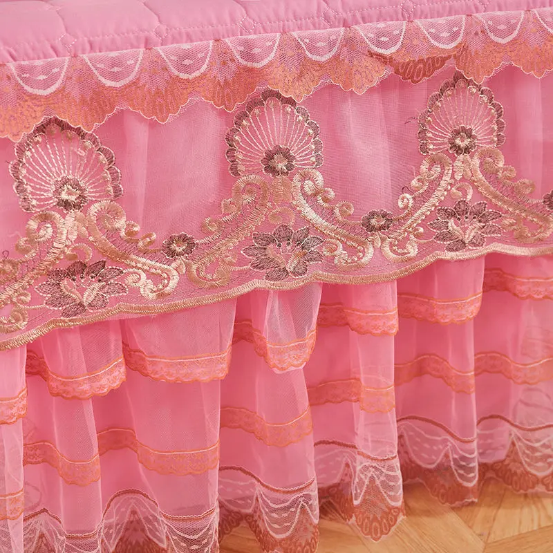1pc Princess Lace Bedside Cabinet Table Cover Dust Proof Bedroom Cabinet Cover Quilted Table Cover
