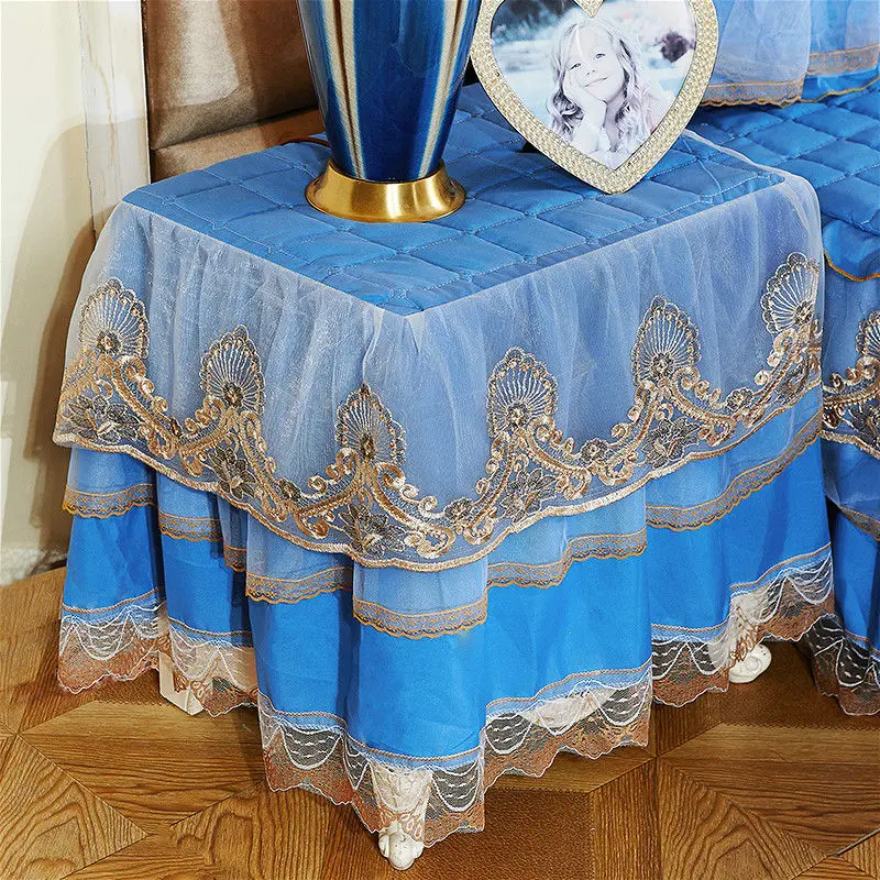1pc Princess Lace Bedside Cabinet Table Cover Dust Proof Bedroom Cabinet Cover Quilted Table Cover