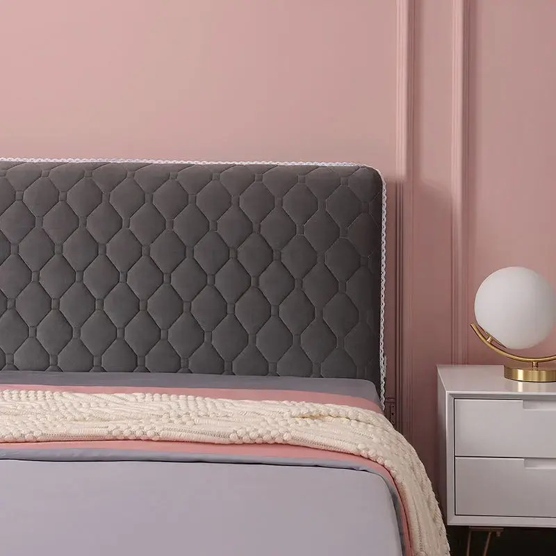 Soft Thicken Velvet Quilted Headboard Cover Solid Color All-inclusive Universal Bed Head Cover Luxury Bed Back Protector Cover