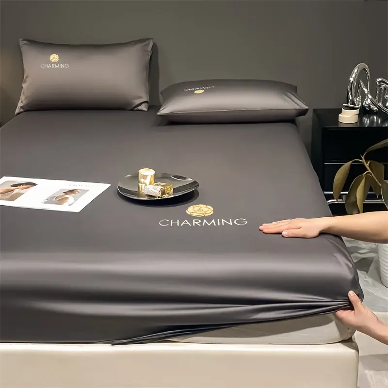 2/3pcs set Summer Breathable Cool Anti-slip Mattress Cover Antibacterial Cooling Embroidery Bed Fitted Sheet with Pillowcase