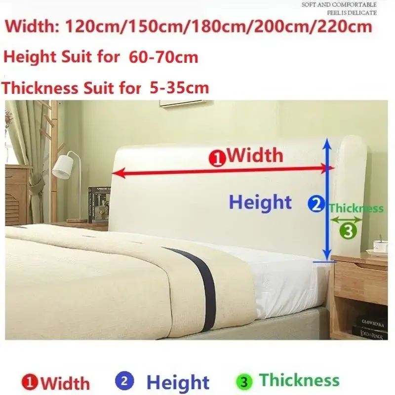 Waterproof Artificial Leather Headboard Cover Elastic All-inclusive Bed Head Back High Quality Bedside Protection Dust Cover