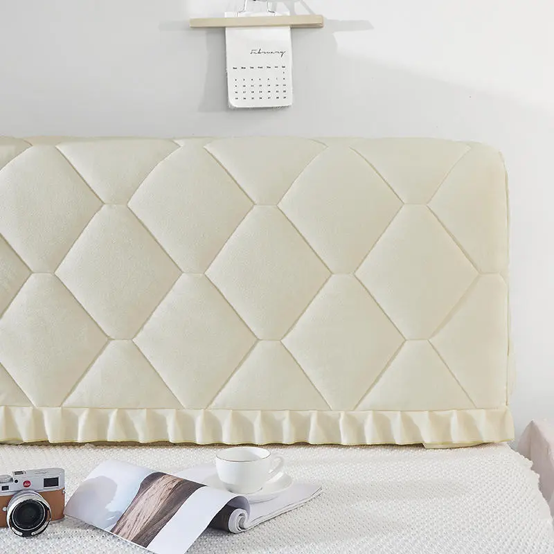 All-inclusive Thicken Velvet Headboard Cover Soft Coral Fleece Quilted Bed Head Cover Solid Color White Bed Back Protector Cover