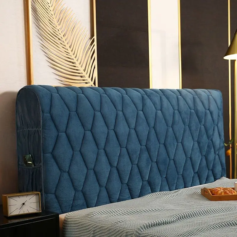 Luxury Thicken Velvet Quilted Headboard Cover Solid Color High Grade All-inclusive Bedside Cover Soft Plush Bed Head Cover