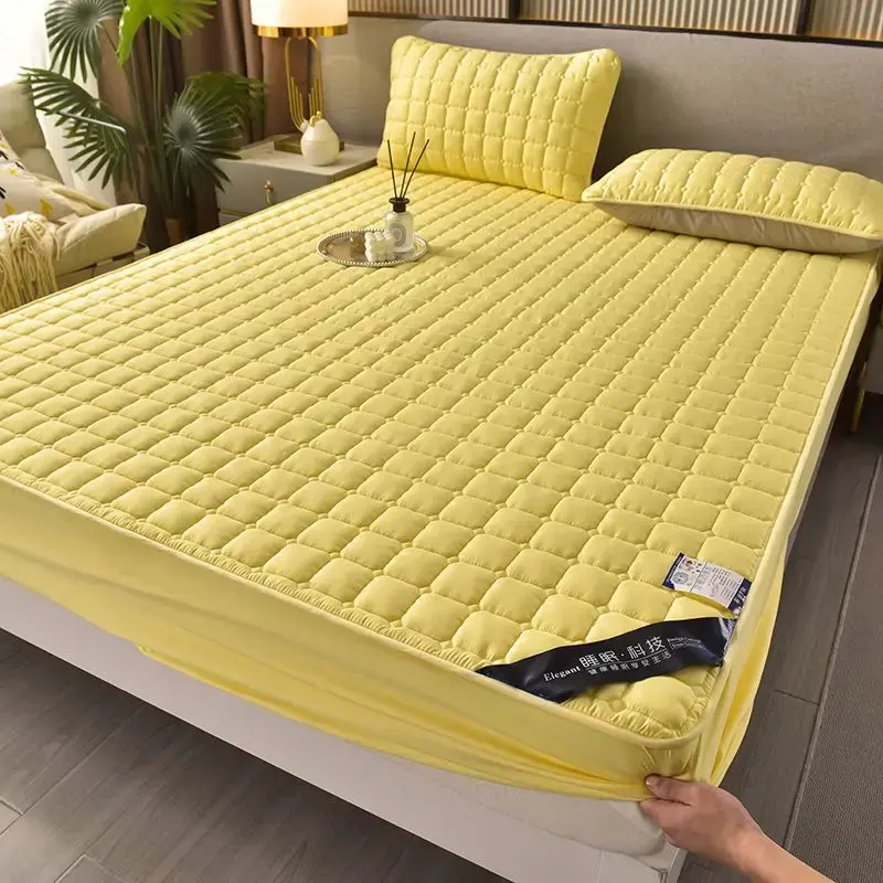 Soft Skin-friendly Quilted Mattress Cover Anti-mite Anti-bacterial Breathable Bed Fitted Sheet Bed Protector Cover No Pillowcase