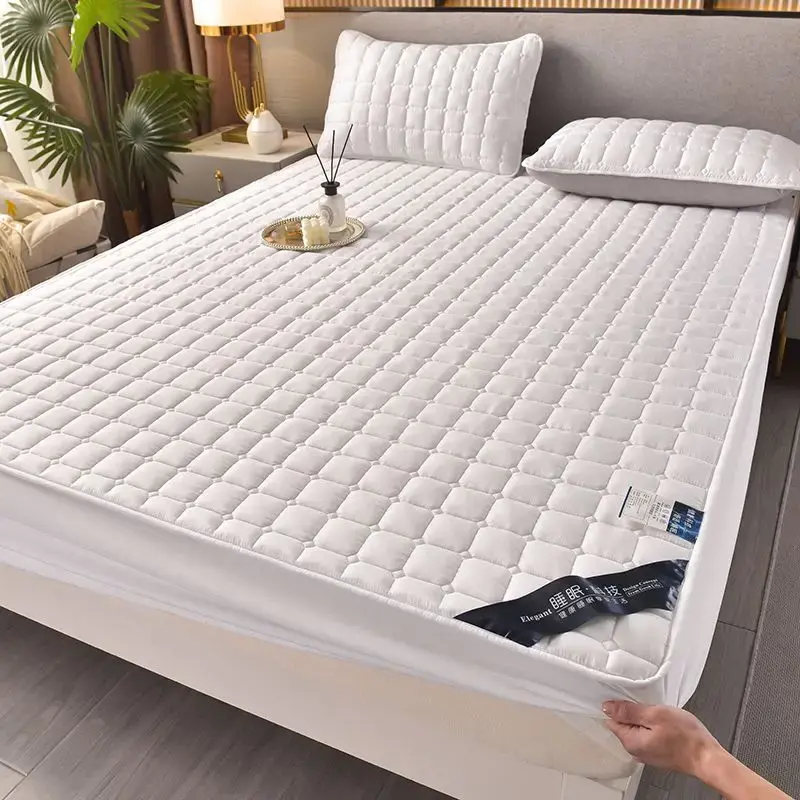 Soft Skin-friendly Quilted Mattress Cover Anti-mite Anti-bacterial Breathable Bed Fitted Sheet Bed Protector Cover No Pillowcase