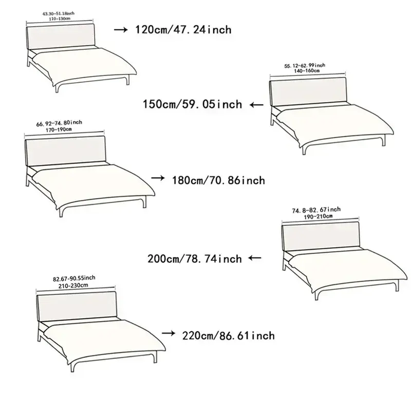Headboard Cover Elastic Bed Head Slipcover Multi-size All-inclusive Bed Backrest Cover Bedroom Decor