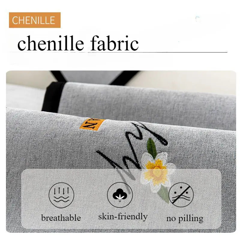 Soft Chenille Embroidery Four Season Universal Sofa Towel, L-shaped Sectional Anti-slip Sofa Cover for Living Room