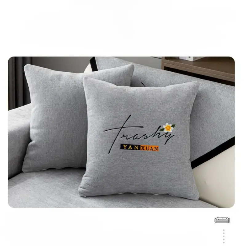 Soft Chenille Embroidery Four Season Universal Sofa Towel, L-shaped Sectional Anti-slip Sofa Cover for Living Room