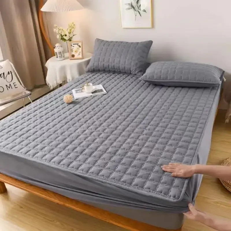 Waterproof Quilted Mattress Cover Anti-bacterial Mattress Protector Topper Pad Soft Fitted Sheet Not Including Pillowcase