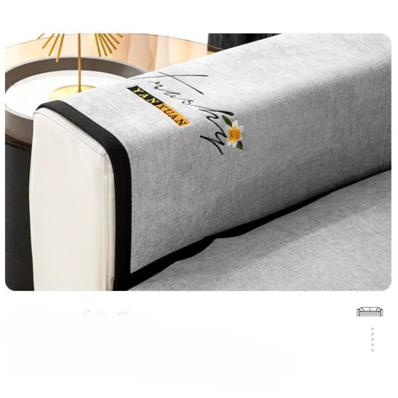 Soft Chenille Embroidery Four Season Universal Sofa Towel, L-shaped Sectional Anti-slip Sofa Cover for Living Room