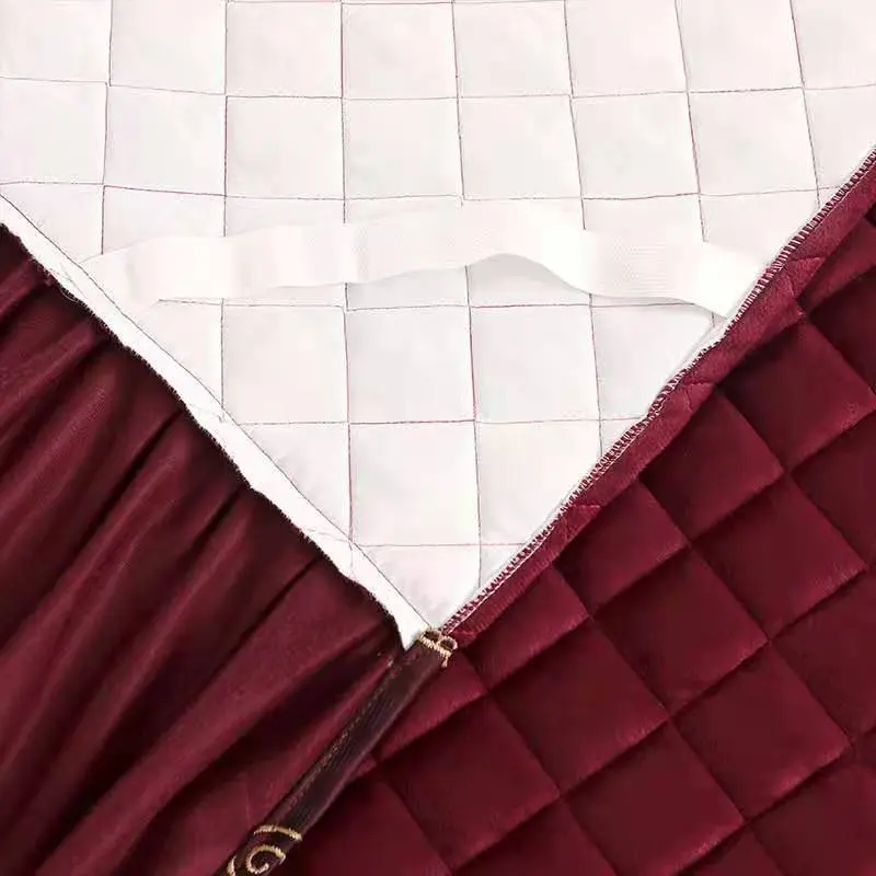 European Luxury Quilted Bed Skirt Winter Warm Thicken Velvet Bedspread King Good Hand Feeling Bed Skirt Not Included Pillowcase
