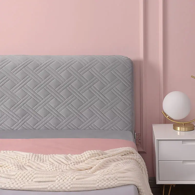 European Thicken Soft Plush Quilted Headboard Cover Solid Color Pink All-inclusive Velvet Bed Head Cover 180x70cm