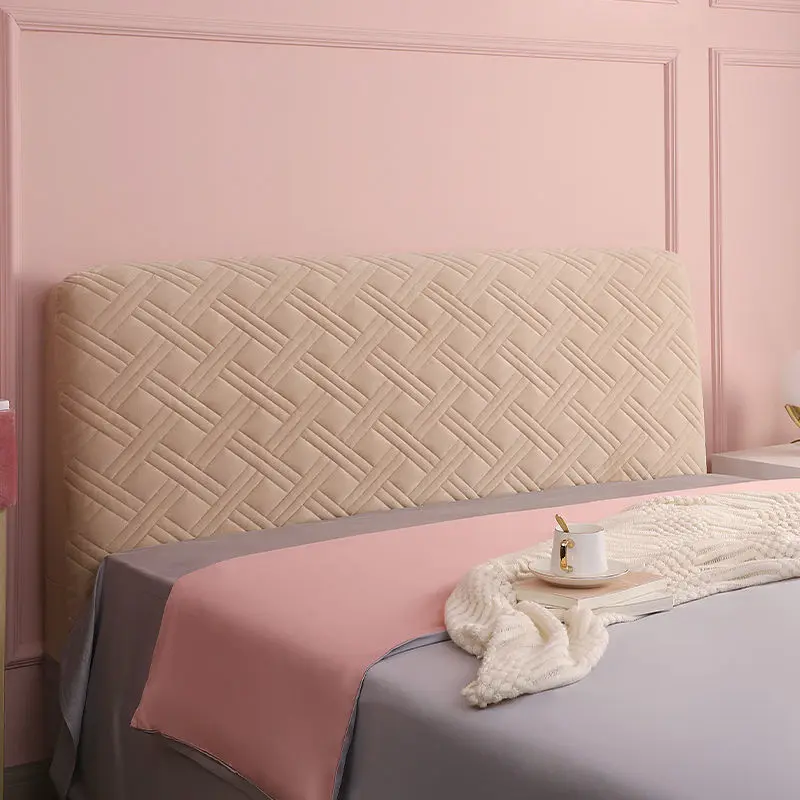 European Thicken Soft Plush Quilted Headboard Cover Solid Color Pink All-inclusive Velvet Bed Head Cover 180x70cm
