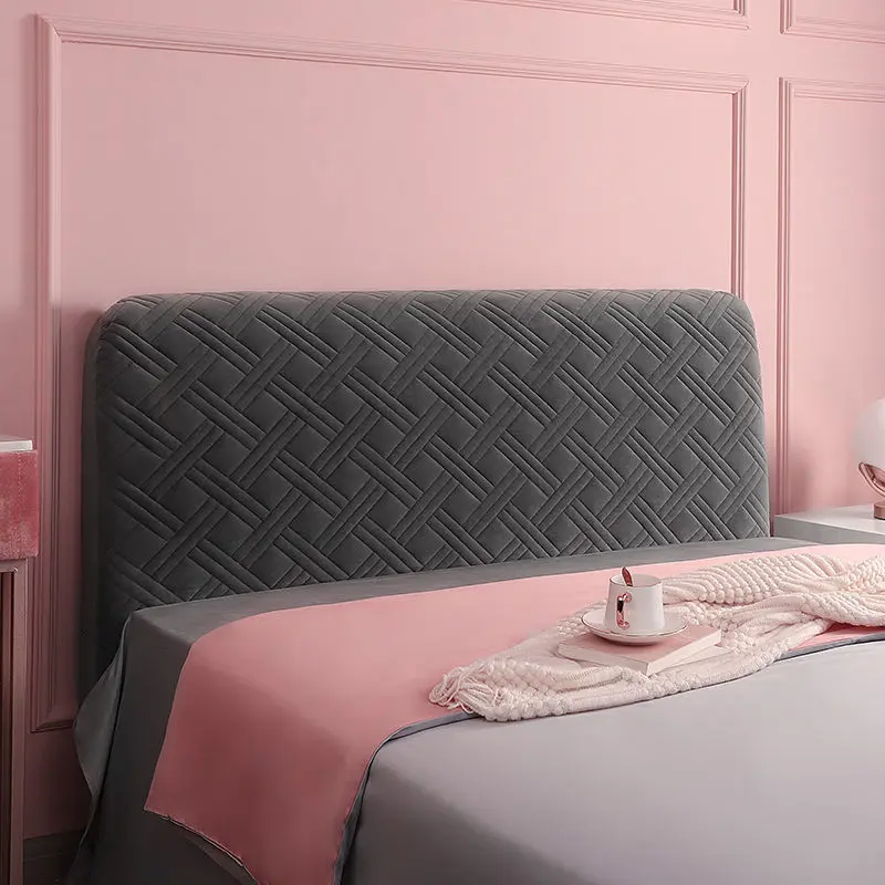 European Thicken Soft Plush Quilted Headboard Cover Solid Color Pink All-inclusive Velvet Bed Head Cover 180x70cm