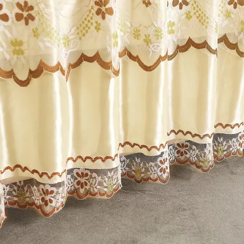 3pcs Set Soft Lace Bed Skirt King Queen Size Bedspread Solid Color Luxury Princess Romantic Bed Spread with pillowcase