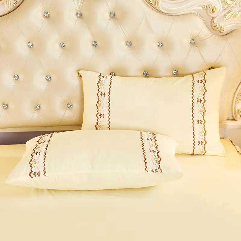 3pcs Set Soft Lace Bed Skirt King Queen Size Bedspread Solid Color Luxury Princess Romantic Bed Spread with pillowcase