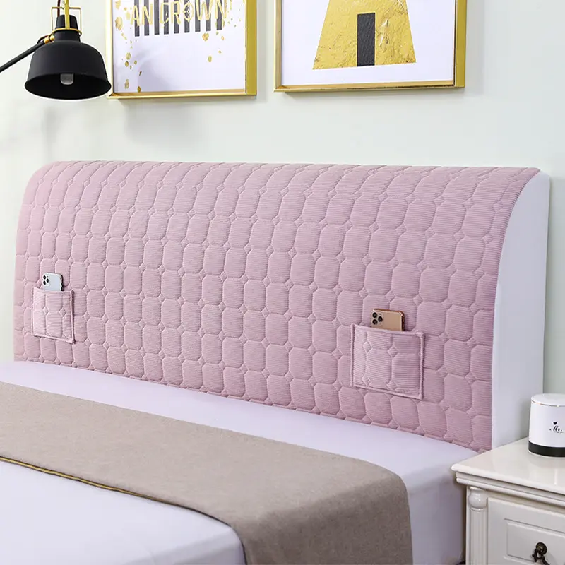 High Grade All-inclusive Headboard Cover Velvet Quilted Bed Head Cover Soft Smooth Bedroom Backrest Dust Protector Cover