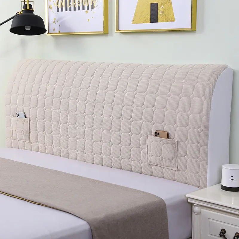 High Grade All-inclusive Headboard Cover Velvet Quilted Bed Head Cover Soft Smooth Bedroom Backrest Dust Protector Cover