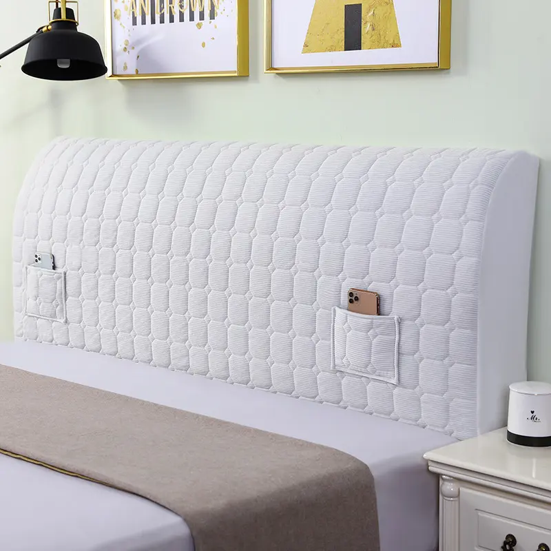 High Grade All-inclusive Headboard Cover Velvet Quilted Bed Head Cover Soft Smooth Bedroom Backrest Dust Protector Cover