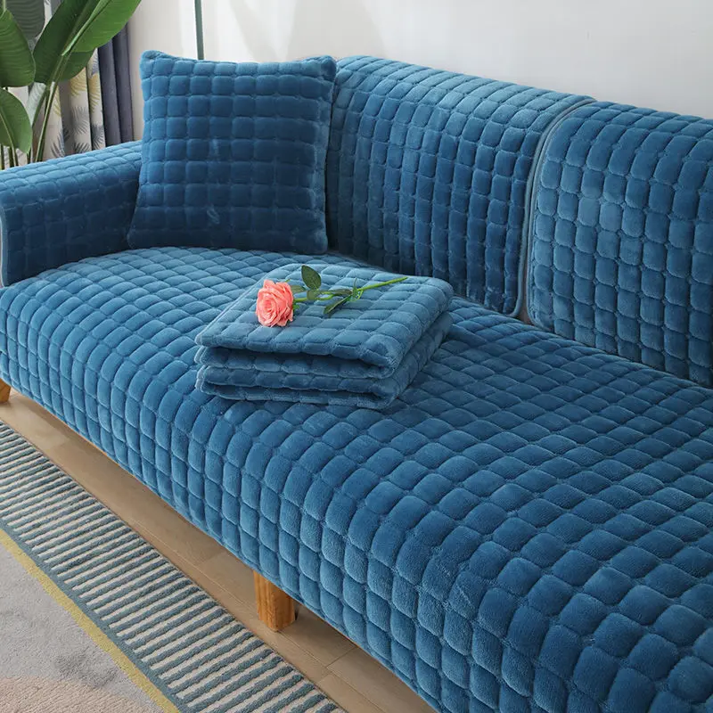 Fashion Solid Color Thicken Flannel Plush Sofa Towel Soft Velvet Couch Cover for Sofa  Anti-slip Sofa Cover for Living Room