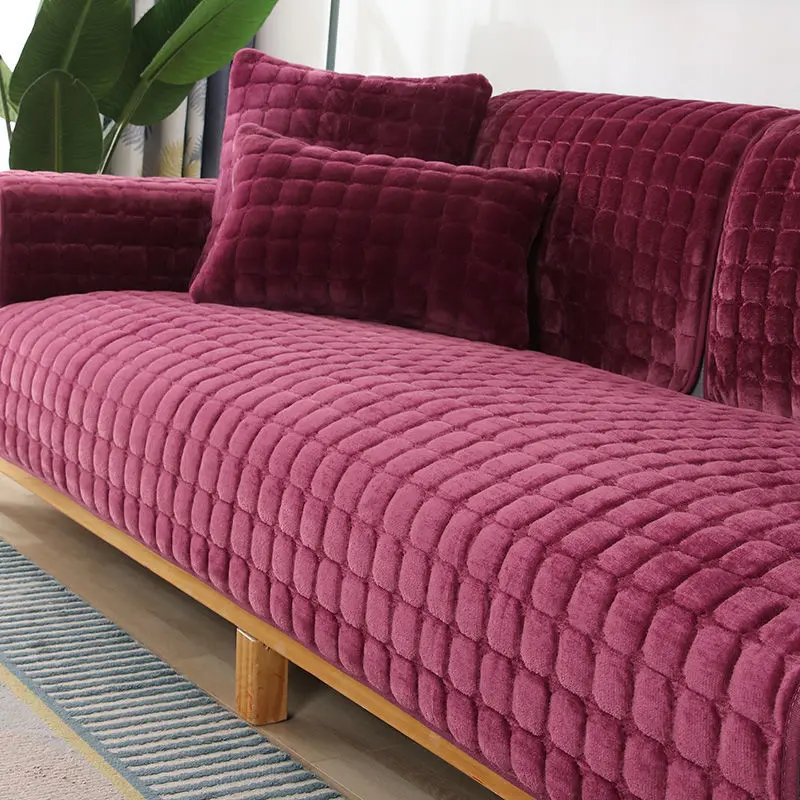 Fashion Solid Color Thicken Flannel Plush Sofa Towel Soft Velvet Couch Cover for Sofa  Anti-slip Sofa Cover for Living Room