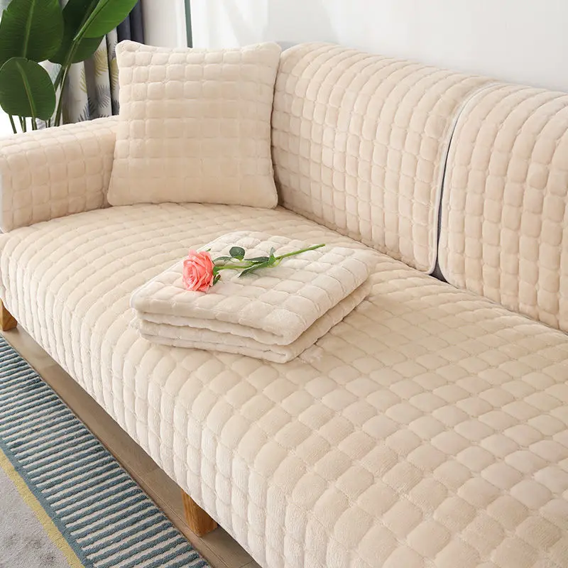 Fashion Solid Color Thicken Flannel Plush Sofa Towel Soft Velvet Couch Cover for Sofa  Anti-slip Sofa Cover for Living Room