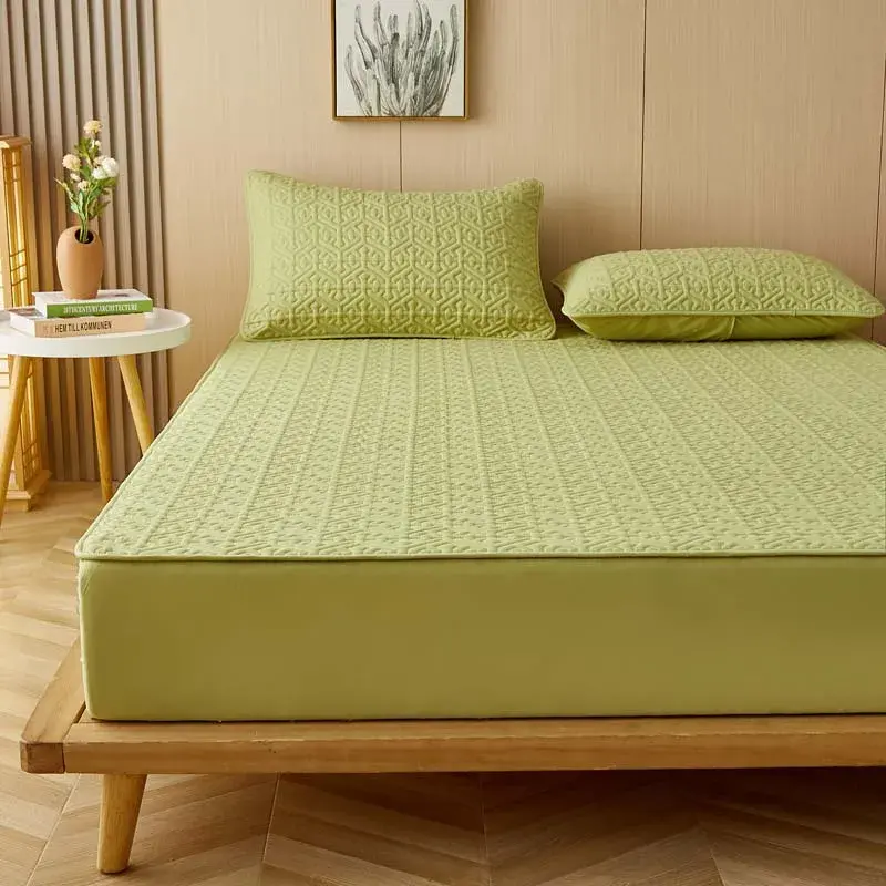 Pure Cotton Soft Quilted Mattress Cover Anti-bacterial King Size Customized Bed Pad Protector Cover Not Included Pillowcase