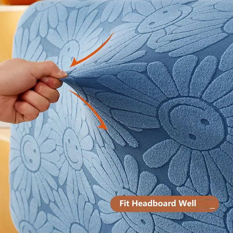 Jacquard Soft All-inclusive Headboard Cover Solid Color High Elastic Bed Head Cover King Queen Size Removable Backrest Cover