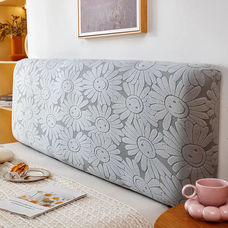 Jacquard Soft All-inclusive Headboard Cover Solid Color High Elastic Bed Head Cover King Queen Size Removable Backrest Cover