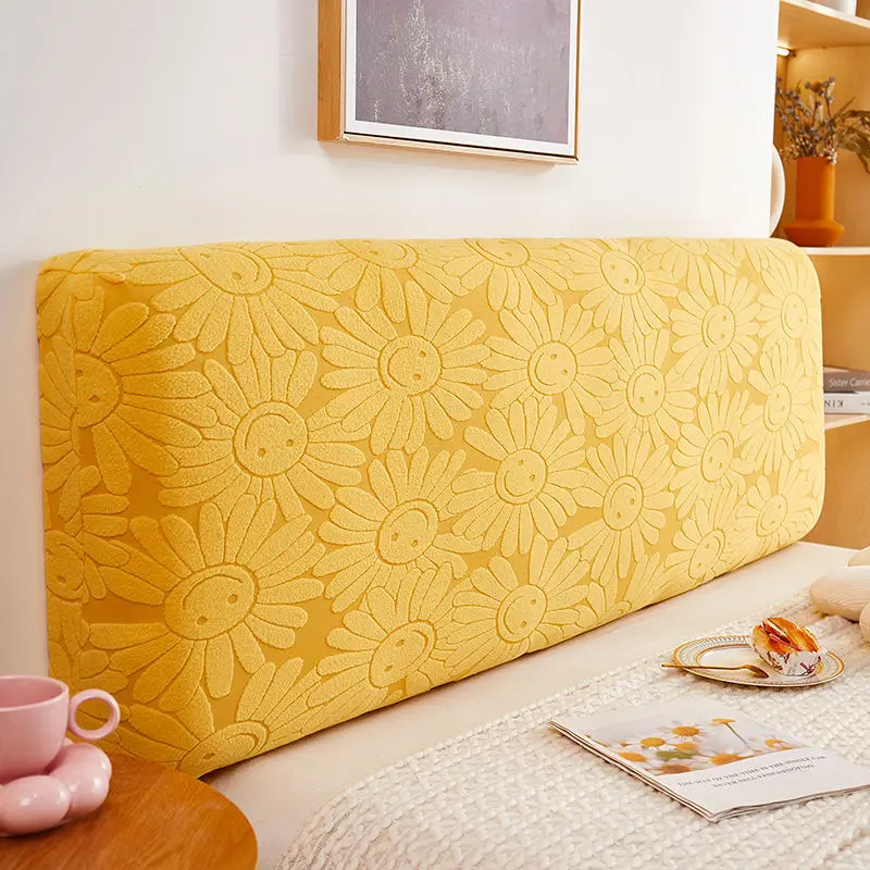 Jacquard Soft All-inclusive Headboard Cover Solid Color High Elastic Bed Head Cover King Queen Size Removable Backrest Cover