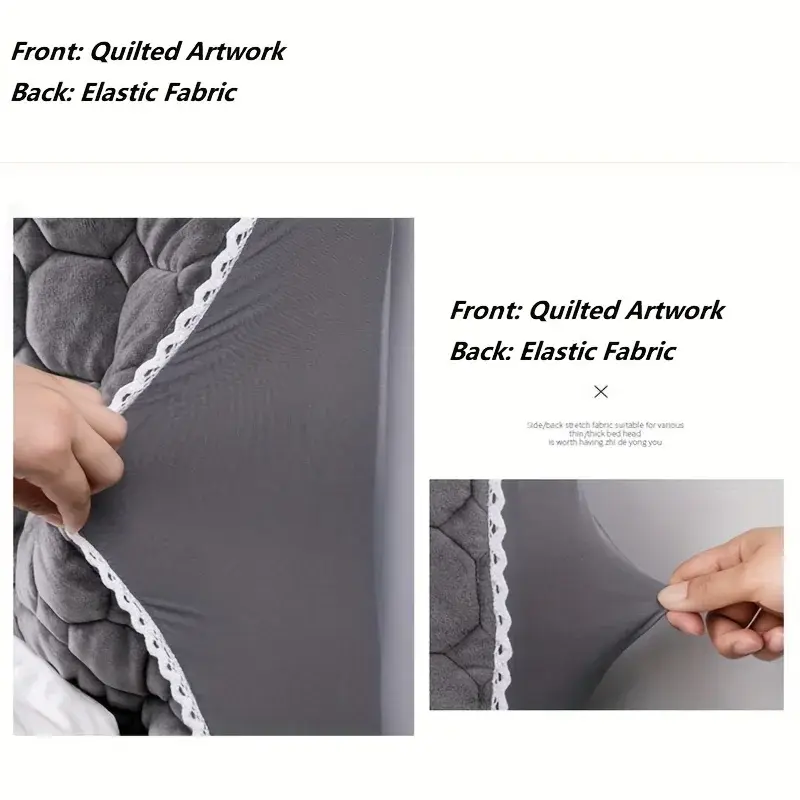All-inclusive Super Soft Smooth Quilted Head Cover Thicken Velvet Headboard Cover Solid Color Bed Back Dust Protector Cover
