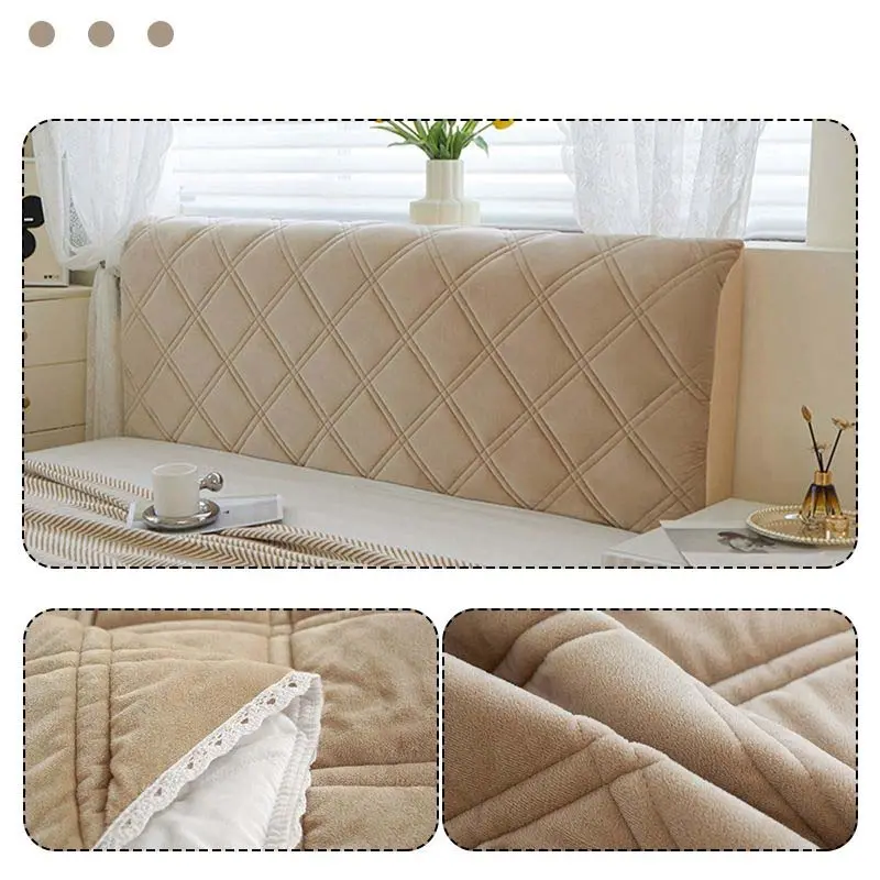 All-inclusive Soft Short Plush Quilted Headboard Cover Single Queen Size Velvet Dust-proof Bed Head Cover  200x70cm