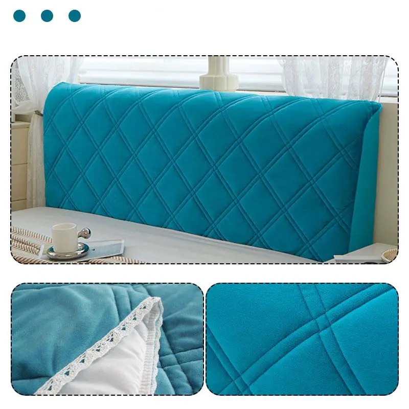 All-inclusive Soft Short Plush Quilted Headboard Cover Single Queen Size Velvet Dust-proof Bed Head Cover  200x70cm