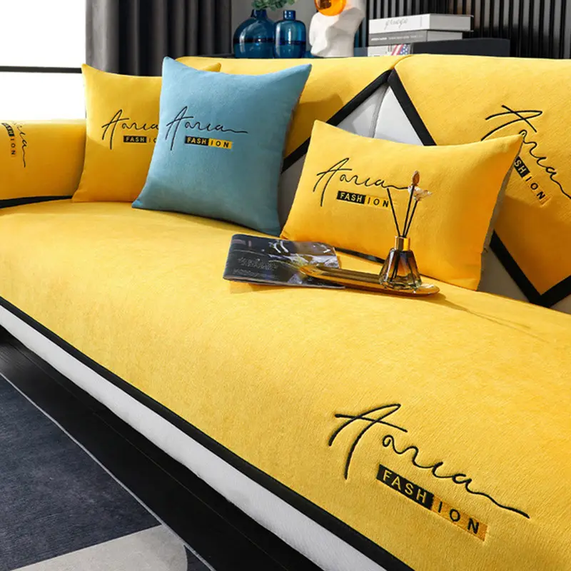 Embroidery Sofa Pad Towel Couches Covers for Living Room 1/2/3/4-seater Sofa Cover Universal Slipcovers Chenille Couch Covers