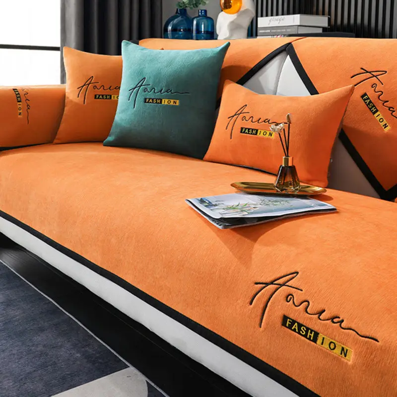 Embroidery Sofa Pad Towel Couches Covers for Living Room 1/2/3/4-seater Sofa Cover Universal Slipcovers Chenille Couch Covers