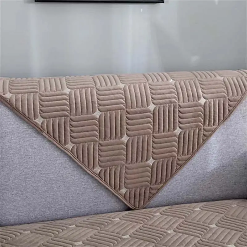 Modern Solid Color Velvet Plush Quilted Sofa Towel Super Soft Non-slip Sectional Sofa Cover for Living Room L shape Corner Cover
