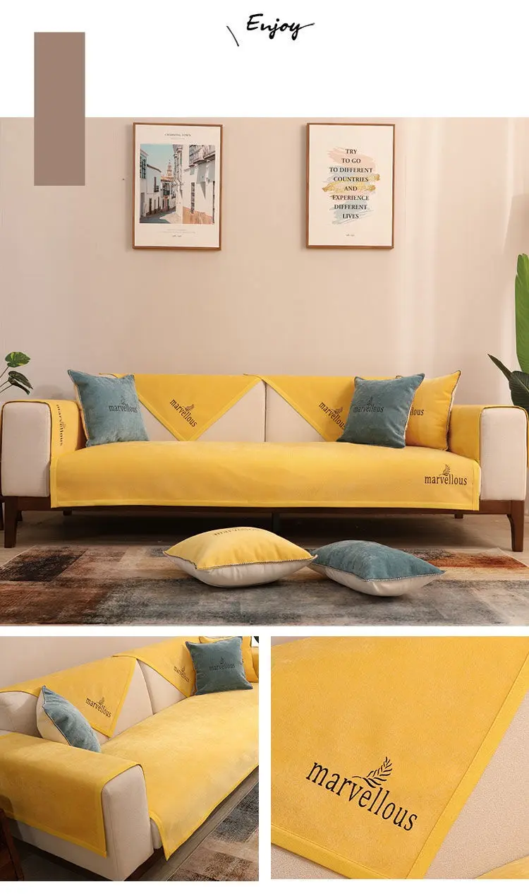 High Quality Soft Sectional Sofa Cover Nordic Chenille Solid Color Sofa Towel Universal Non-slip Couch Cover for Living Room