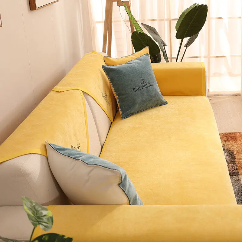 High Quality Soft Sectional Sofa Cover Nordic Chenille Solid Color Sofa Towel Universal Non-slip Couch Cover for Living Room