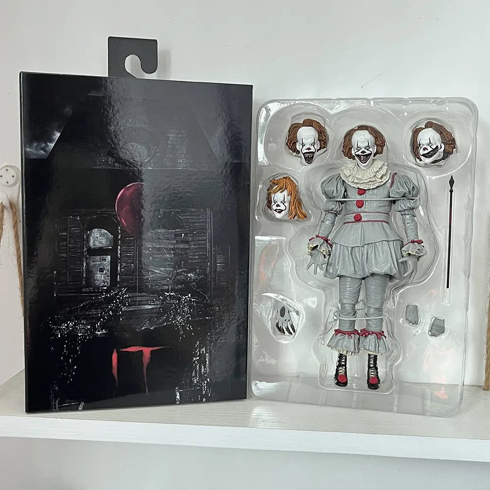In Stock NECA Pennywise Joker Figure Pennywise Joker Bill Toy With LED Doll Horror Halloween Christmas Birthday Gifts