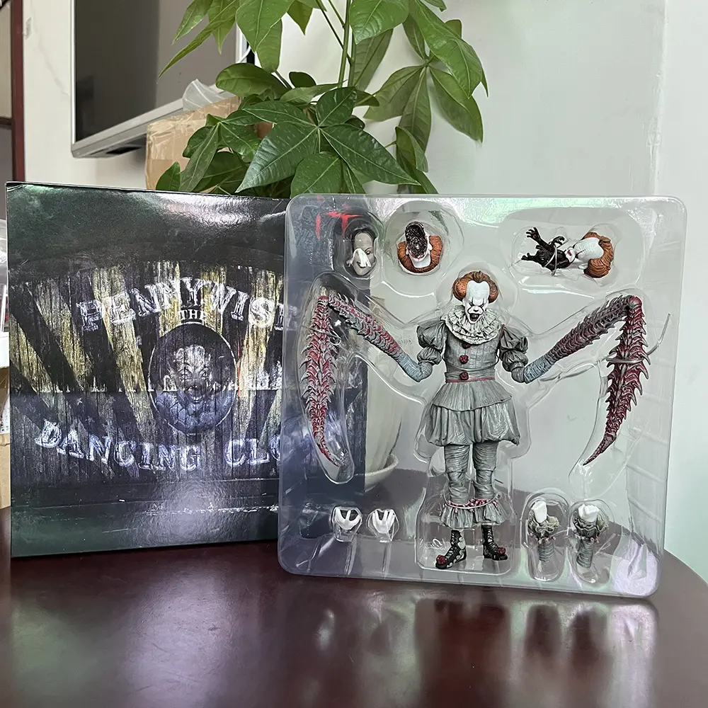In Stock NECA Pennywise Joker Figure Pennywise Joker Bill Toy With LED Doll Horror Halloween Christmas Birthday Gifts