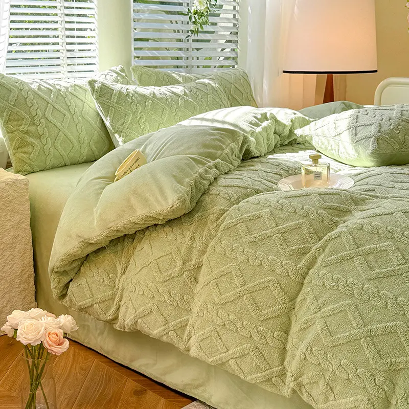 Tafuru Milk Fleece Single Quilt Set Autumn/winter Thickened Warm Solid Color Duvet Cover 200x230 220x240 Bedding for Double Use